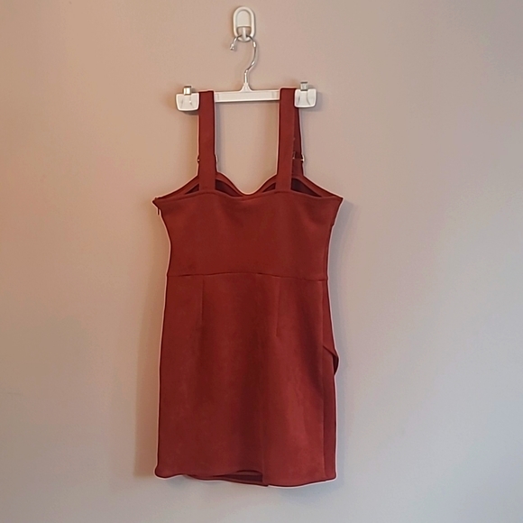 Forever 21 Burnt Orange (Rust) Faux Suede Mini Dress With Gold Hardware Size S - Picture 4 of 6